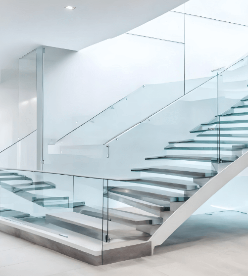 clean white commercial stairwell